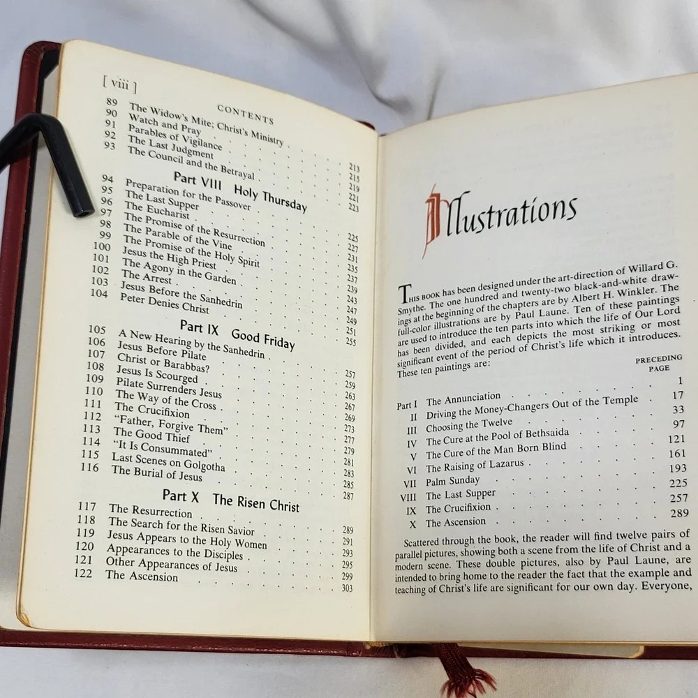 Vintage 1954 The Prayer Book Catholic Press Life of Christ Red Gilt Illustrated